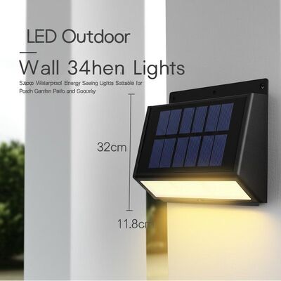 Harga yang bagus LED Solar Outdoor Wall Lights 11.8 3.4 32cm Waterproof Energy Saving Lights Suitable for Porch Garden Patio and Security on line